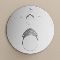 Ideal Standard Ceratherm T100 Chrome Built-In Thermostatic 2 Outlet Round Shower Mixer + Easybox -Ideal Standard Shop A5814AA A1000NU D3 460