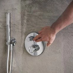 Ideal Standard Ceratherm Navigo Chrome Built-In Thermostatic 2 Outlet Round Shower Mixer + Easybox -Ideal Standard Shop A7296AA A1000NU D3 460