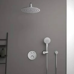Ideal Standard Ceratherm Navigo Chrome Built-In Thermostatic 2 Outlet Round Shower Mixer + Easybox -Ideal Standard Shop A7296AA A1000NU D4 460
