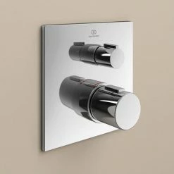 Ideal Standard Ceratherm T100 Chrome Built-In Thermostatic 2 Outlet Square Shower Mixer + Easybox -Ideal Standard Shop A7522AA A1000NU D2 460