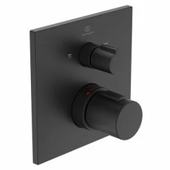 Ideal Standard Silk Black Ceratherm C100 Built-In Thermostatic 2 Outlet Bath Shower Mixer