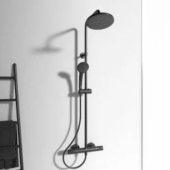 Ideal Standard Silk Black Ceratherm T25 Exposed Thermostatic Shower System - A7571XG -Ideal Standard Shop A7571XG D2 460