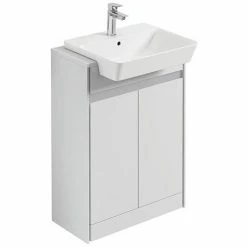 Ideal Standard Connect Air 600mm Floor Standing 2 Door Vanity Unit - Gloss White/Matt White