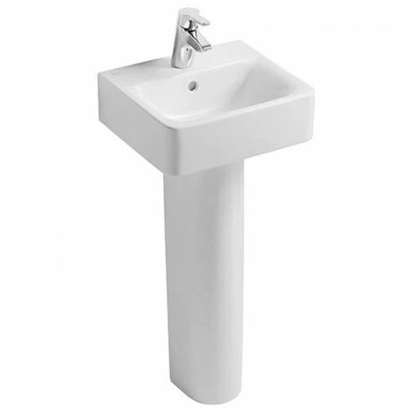 Ideal Standard Connect Cube 40cm 1TH Handrinse Basin + Pedestal 3 Ideal Standard Connect Cube 40cm 1TH Handrinse Basin + Pedestal