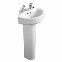 Ideal Standard Connect Arc 45cm 2TH Corner Handrinse Basin + Pedestal