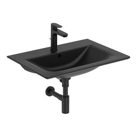Ideal Standard Connect Air Silk Black 640mm Wall Mounted / Vanity Basin - E0279V3 4 Ideal Standard Connect Air Silk Black 640mm Wall Mounted / Vanity Basin - E0279V3 - Image 2