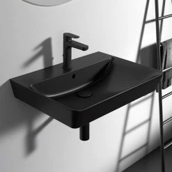 Ideal Standard Connect Air Cube Silk Black 600mm Wall Mounted / Vanity Basin - E0298V3
