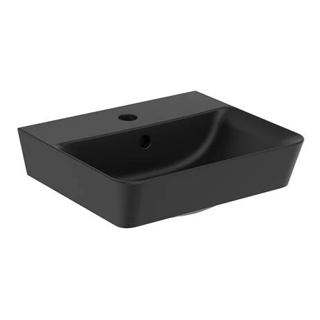 Ideal Standard Connect Air Cube Silk Black 400mm Wall Mounted / Vanity Basin - E0307V3 4 Ideal Standard Connect Air Cube Silk Black 400mm Wall Mounted / Vanity Basin - E0307V3 - Image 2