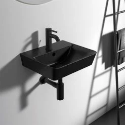 Ideal Standard Connect Air Cube Silk Black 400mm Wall Mounted / Vanity Basin - E0307V3