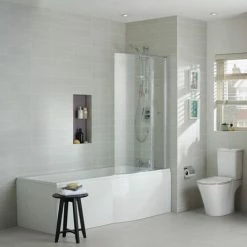 Ideal Standard Connect Air 1700mm P-Shaped Shower Bath -Ideal Standard Shop E108301 D2 460