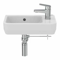 Ideal Standard I.Life S 450mm Wall Hung Right Hand 1TH Washbasin + Chrome Bottle Trap 10 Ideal Standard I.Life S 450mm Wall Hung Right Hand 1TH Washbasin + Chrome Bottle Trap -Ideal Standard Shop ISIL45WH D3 460