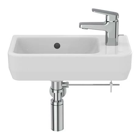Ideal Standard I.Life S 450mm Wall Hung Right Hand 1TH Washbasin + Chrome Bottle Trap 6 Ideal Standard I.Life S 450mm Wall Hung Right Hand 1TH Washbasin + Chrome Bottle Trap - Image 4