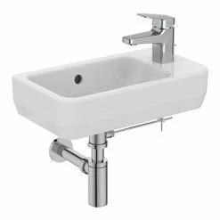 Ideal Standard I.Life S 450mm Wall Hung Right Hand 1TH Washbasin + Chrome Bottle Trap