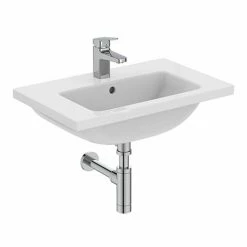 Ideal Standard I.Life S 1TH Wall Hung Basin + Chrome Bottle Trap