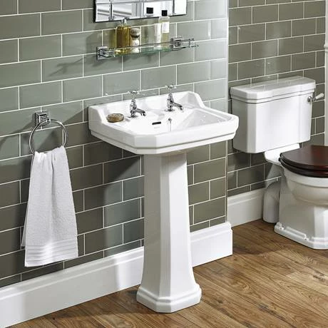 Ideal Standard Waverley 560mm 2 Tap Hole Basin + Pedestal 4 Ideal Standard Waverley 560mm 2 Tap Hole Basin + Pedestal - Image 2