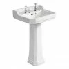 Ideal Standard Waverley 560mm 2 Tap Hole Basin + Pedestal -Ideal Standard Shop ISWAV2TH P