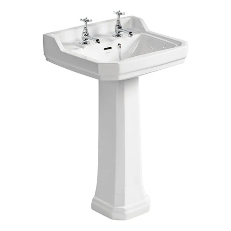 Ideal Standard Waverley 560mm 2 Tap Hole Basin + Pedestal 3 Ideal Standard Waverley 560mm 2 Tap Hole Basin + Pedestal