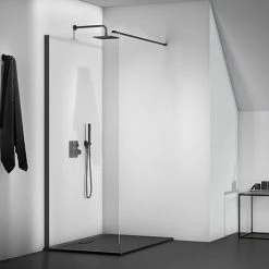 Ideal Standard Connect 2 Silk Black 900mm Wetroom Panel + Straight Bracing Bracket