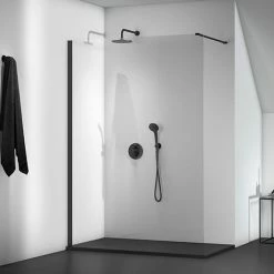 Ideal Standard Connect 2 Silk Black 1000mm Wetroom Panel + Straight Bracing Bracket