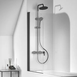 Ideal Standard Silk Black Connect 2 Radius Bath Screen - T9924V3