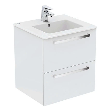Ideal Standard Tempo 500mm Gloss White 2 Drawer Wall Hung Vanity Unit 3 Ideal Standard Tempo 500mm Gloss White 2 Drawer Wall Hung Vanity Unit