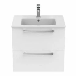 Ideal Standard Tempo 600mm Gloss White 2 Drawer Wall Hung Vanity Unit -Ideal Standard Shop TEM60WHGW D3 460