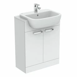 Ideal Standard Tempo 650mm Gloss White Vanity Unit - Floor Standing 2 Door Unit