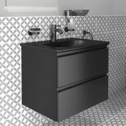 Ideal Standard Tesi Silk Black 600mm 2-Drawer Wall Hung Vanity Unit -Ideal Standard Shop TSSB60VAN D6 460