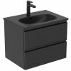Ideal Standard Tesi Silk Black 600mm 2-Drawer Wall Hung Vanity Unit -Ideal Standard Shop TSSB60VAN P